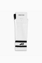 Load image into Gallery viewer, DP stripe b-ball sock / white + black
