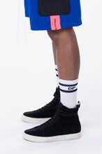 Load image into Gallery viewer, DP stripe b-ball sock / white + black
